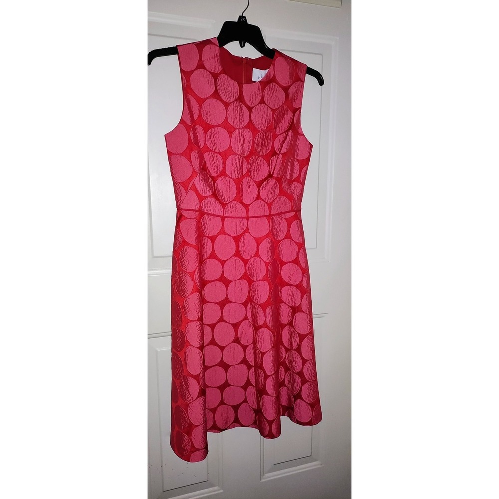Pearl By Lela Rose Red/Pink Dot Reverse Dress Size 8 New With Tags